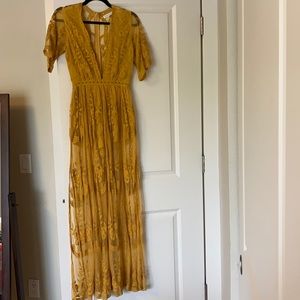 Mustard lace maxi